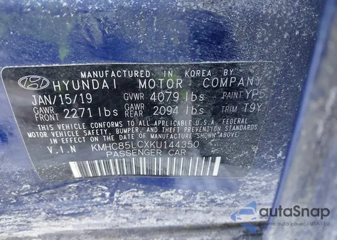 2019 Hyundai Ioniq Hybrid Limited z USA, uszkodzony, nr VIN KMHC85LCXKU144350